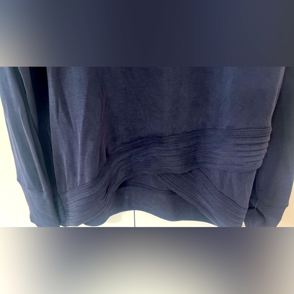 Athleta Sweater Womens Size M Serenity Criss Cross Navy Pullover Soft Crew - Picture 4 of 5